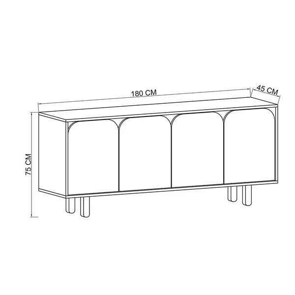 Buffet bas moderne effet bois 4 portes anthracites VAREN
