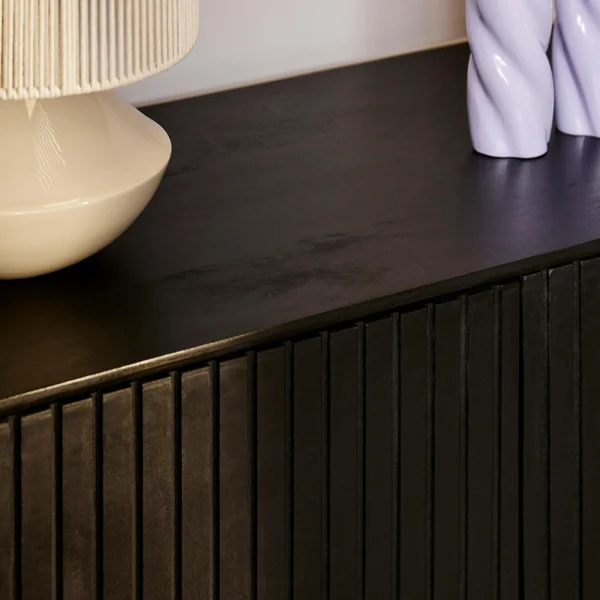 Buffet bois noir 3 portes rainurées 165 cm CORTINA