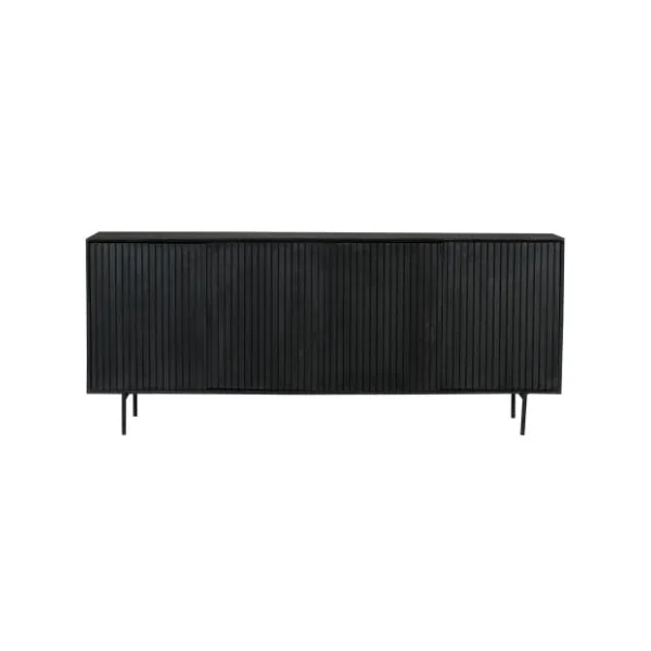 Buffet bois noir 4 portes rainurées 210 cm CORTINA