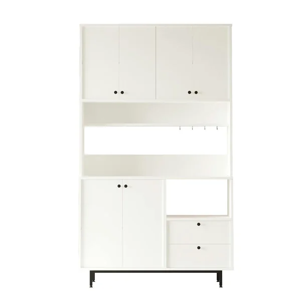 Buffet cuisine blanc avec niche micro-ondes H 205 cm JENA