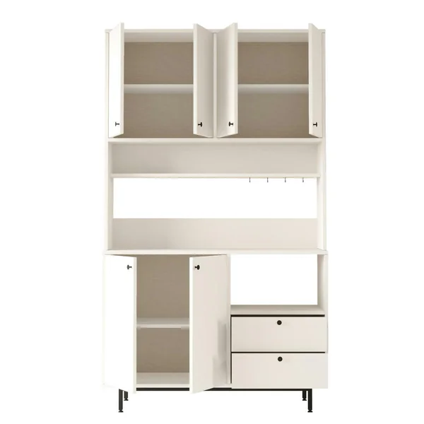 Buffet cuisine blanc avec niche micro-ondes H 205 cm JENA