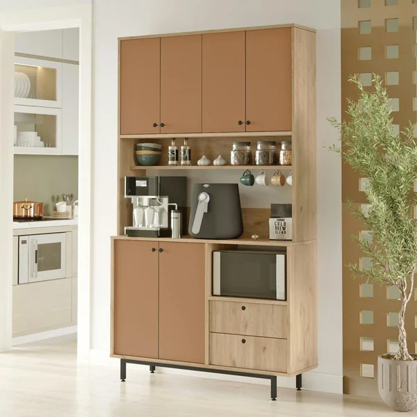 Buffet cuisine niche micro-ondes 6 portes H 205 cm JENA