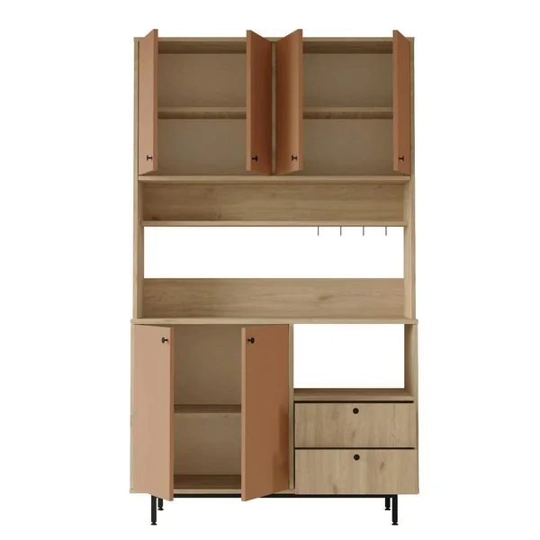 Buffet cuisine niche micro-ondes 6 portes H 205 cm JENA