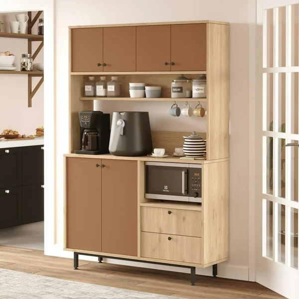 Buffet cuisine niche micro-ondes 6 portes L 120 cm JENA