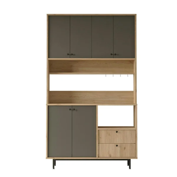 Buffet cuisine niche micro-ondes décor gris H 205 cm JENA