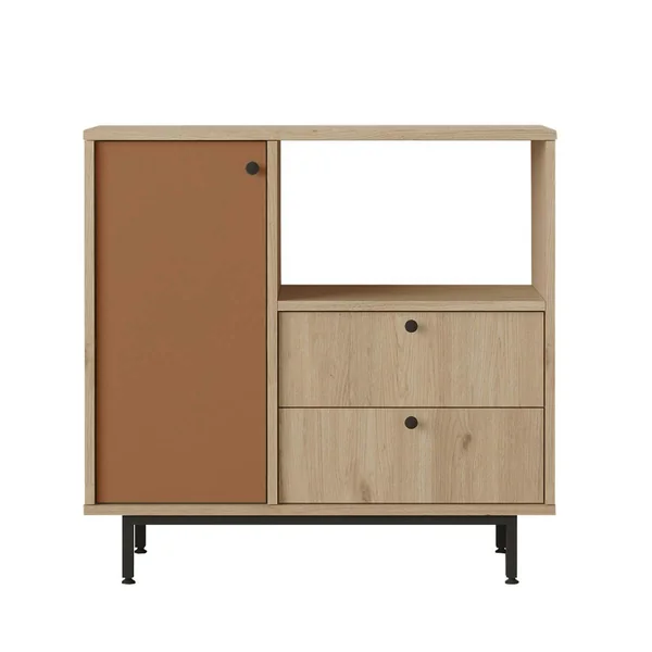 Buffet cuisine niche micro-ondes et 1 porte brun chaud JENA