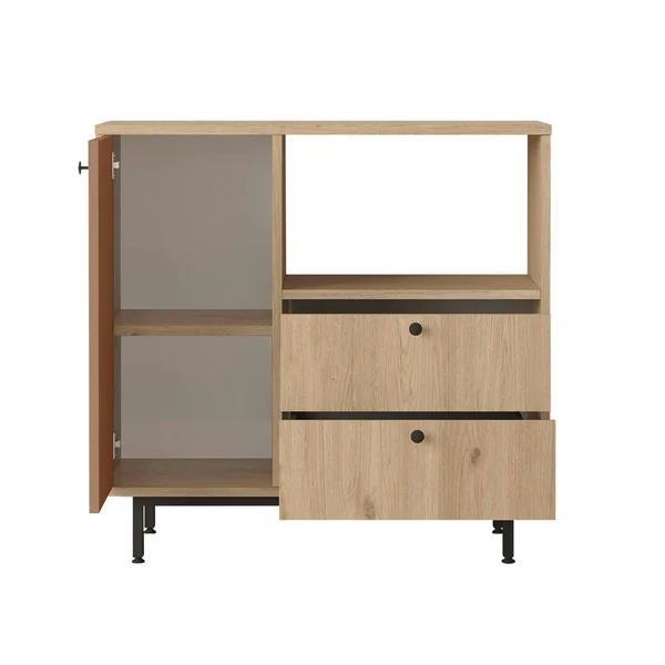 Buffet cuisine niche micro-ondes et 1 porte brun chaud JENA