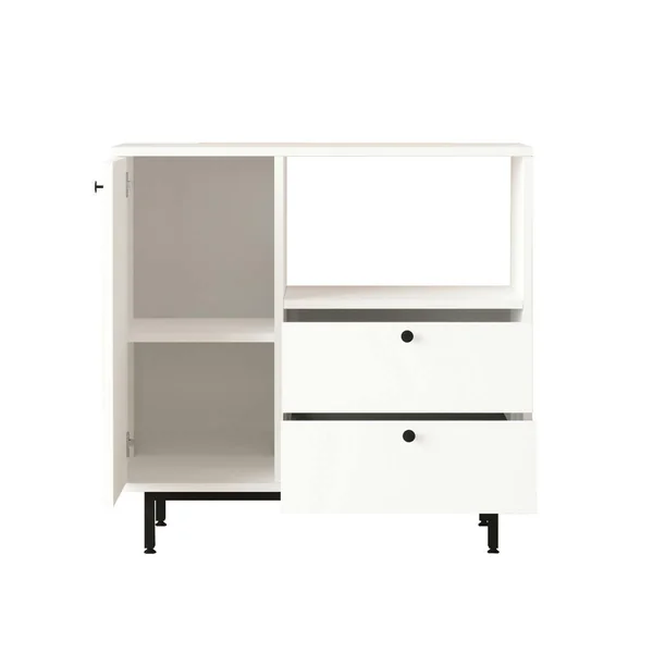 Buffet de cuisine blanc niche micro-ondes et 1 porte JENA
