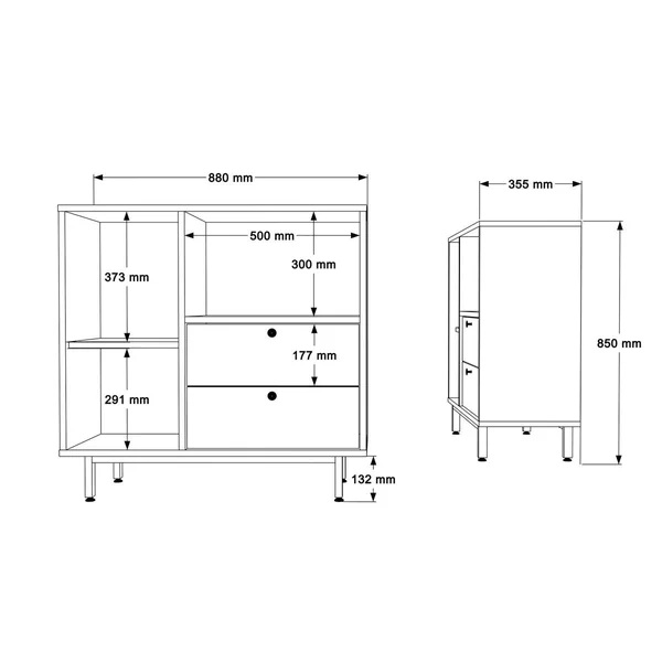Buffet de cuisine blanc niche micro-ondes et 1 porte JENA