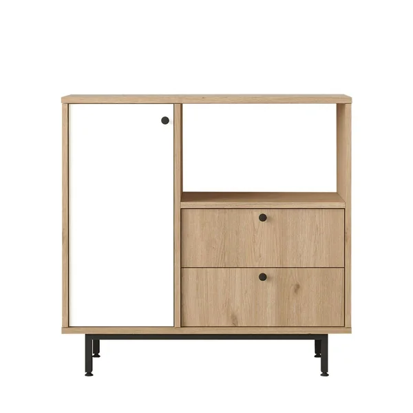 Buffet de cuisine niche micro-ondes et 1 porte blanche JENA