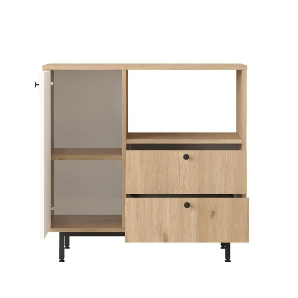 Buffet de cuisine niche micro-ondes et 1 porte blanche JENA
