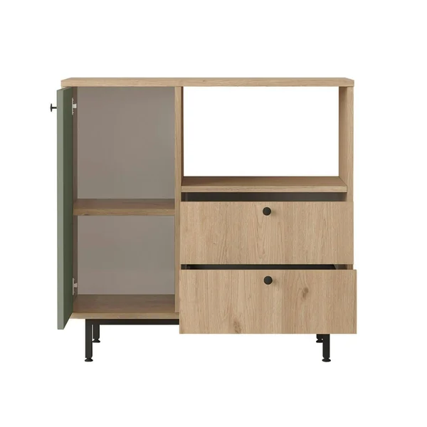 Buffet de cuisine niche micro-ondes et 1 porte sauge JENA