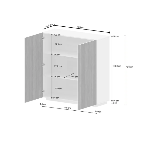 Buffet haut moderne 220 cm anthracite mat/chêne foncé Costarica