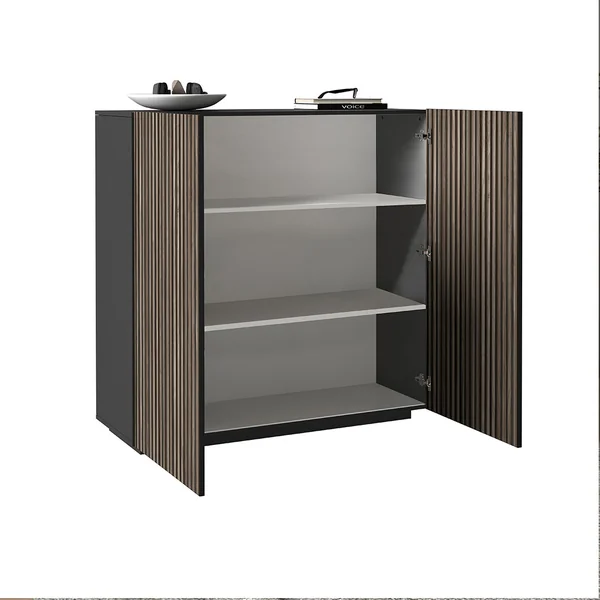 Buffet haut moderne 220 cm anthracite mat/chêne foncé Costarica