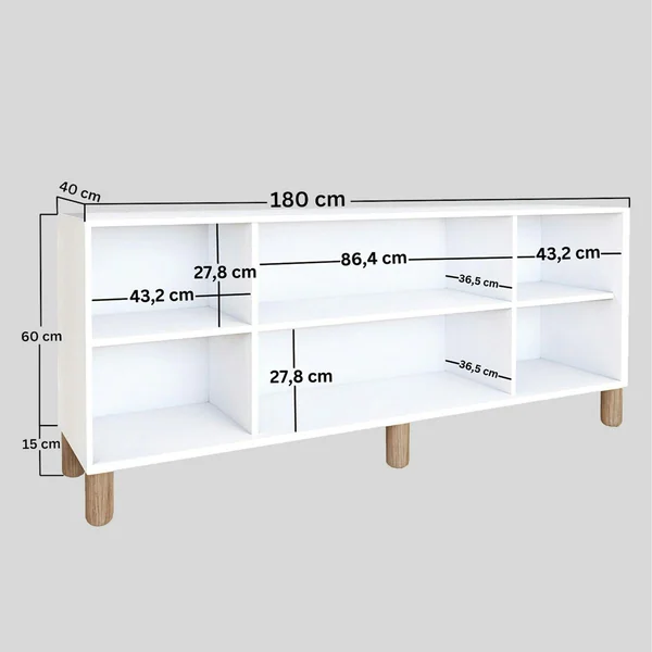 Buffet salle à manger blanc 4 portes à détail cadre VAREN
