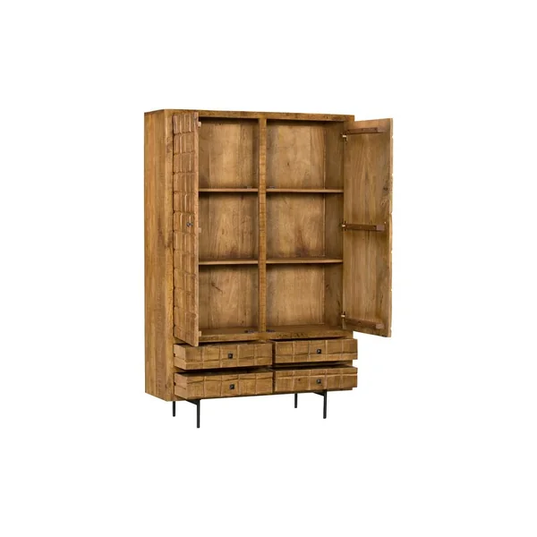 Buffet vaisselier en bois 2 portes décor damier UDA