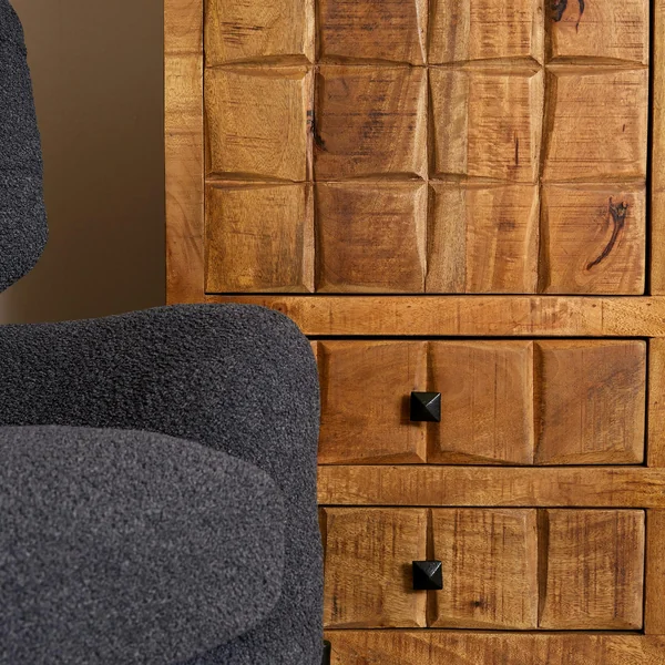 Buffet vaisselier en bois 2 portes décor damier UDA