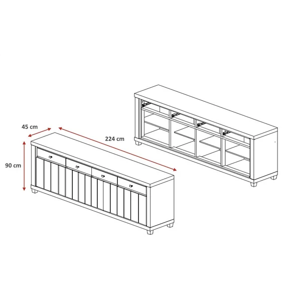 Buffet/bahut contemporain 224 cm chêne summer Eluard