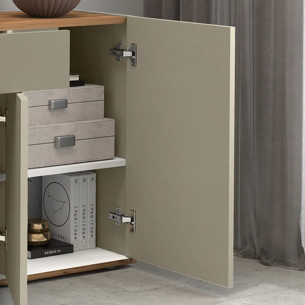Buffet/bahut moderne 120 cm taupe/chêne wotan Grana