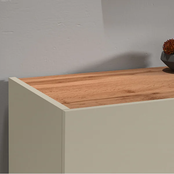 Buffet/bahut moderne 120 cm taupe/chêne wotan Grana