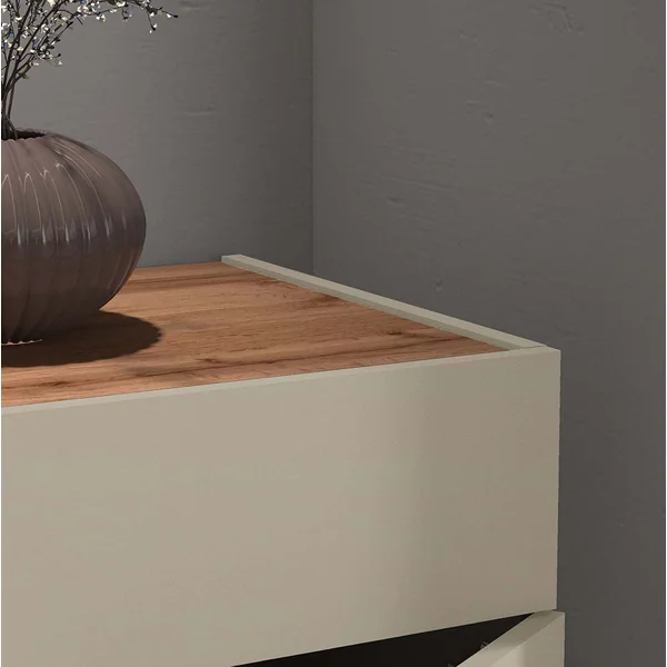 Buffet/bahut moderne 120 cm taupe/chêne wotan Grana