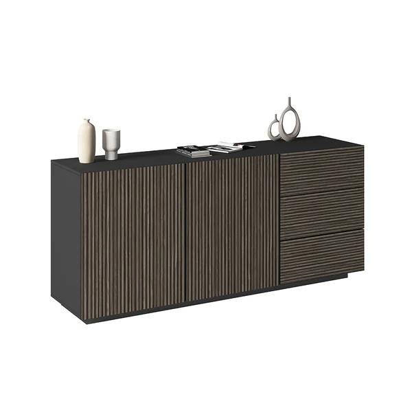 Buffet/bahut moderne 180 cm anthracite mat/chêne foncé Costarica