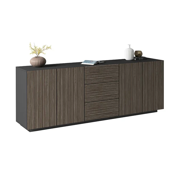 Buffet/bahut moderne 220 cm anthracite mat/chêne foncé Costarica