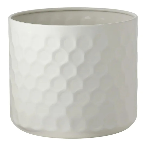 Cache-pot décoratif salon métal blanc design nid d'abeille