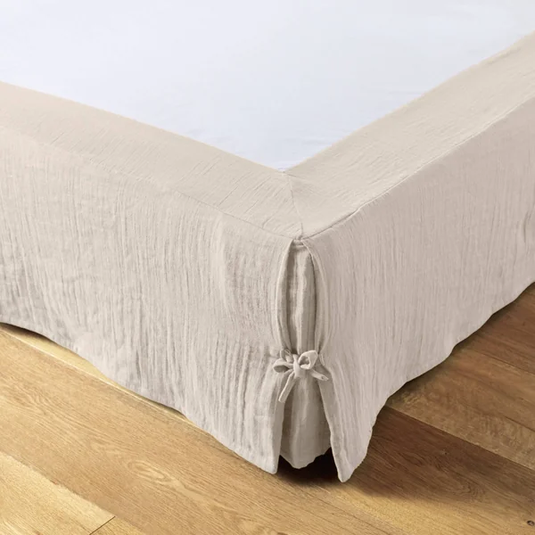 Cache-sommier Gaze de coton (180 x 200 cm) Gaïa Beige pampa