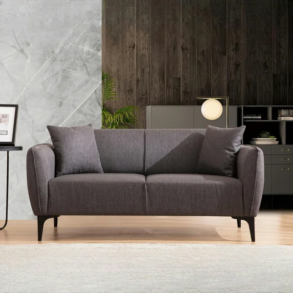 Canapé 2 places anthracite avec couture décorative VILNIUS