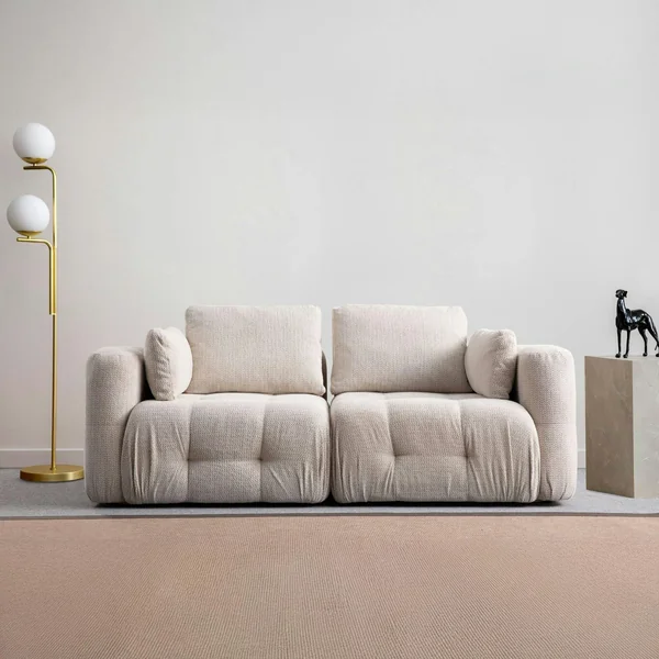 Canapé 2 places modulable beige, forme organique BARI