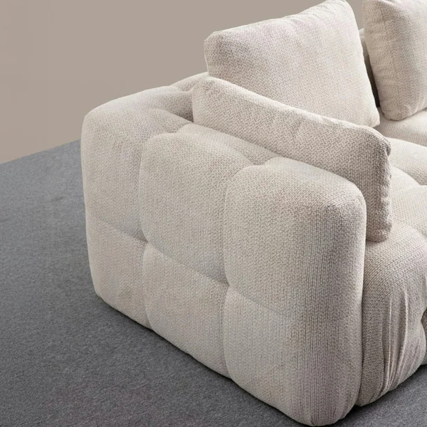 Canapé 2 places modulable beige, forme organique BARI