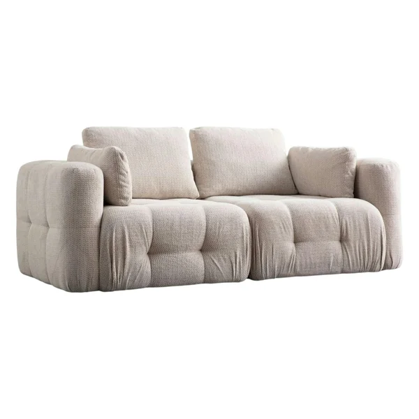 Canapé 2 places modulable beige, forme organique BARI