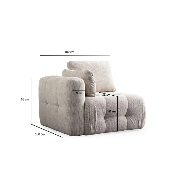 Canapé 2 places modulable beige, forme organique BARI