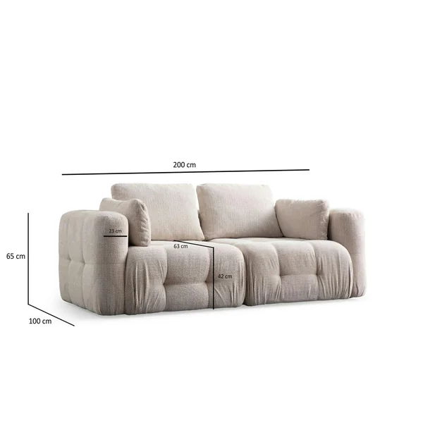 Canapé 2 places modulable beige, forme organique BARI