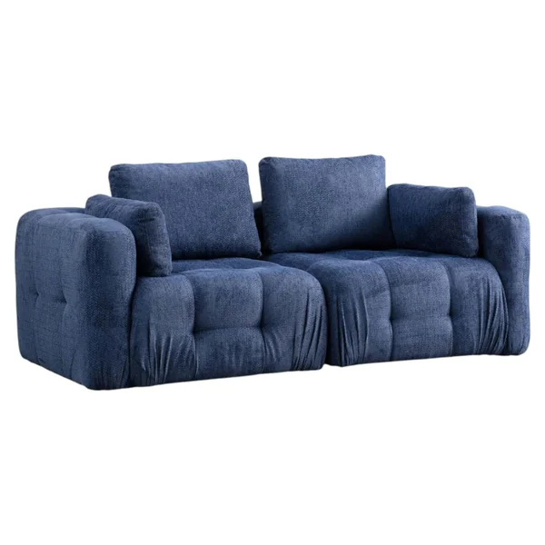Canapé 2 places modulable bleu foncé, forme organique BARI