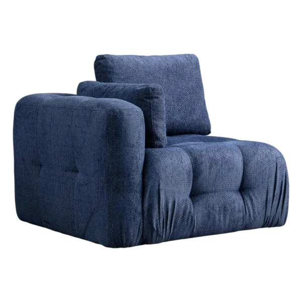 Canapé 2 places modulable bleu foncé, forme organique BARI