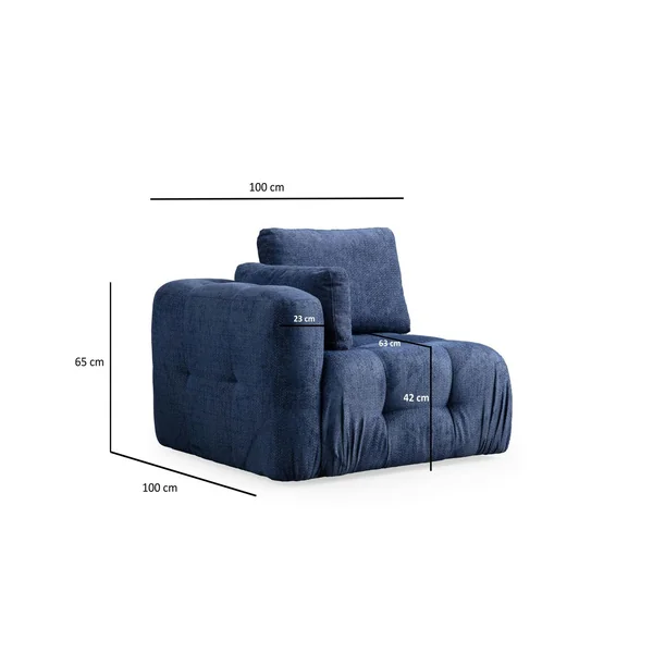 Canapé 2 places modulable bleu foncé, forme organique BARI