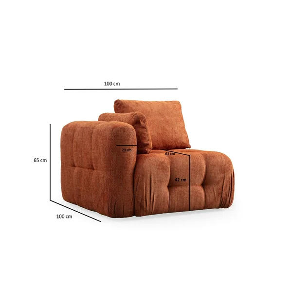 Canapé 2 places modulable rouille, forme organique BARI