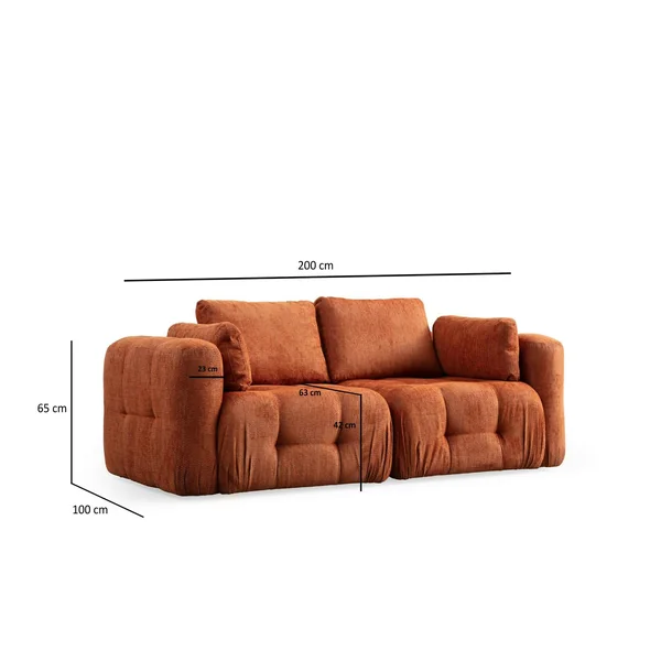 Canapé 2 places modulable rouille, forme organique BARI