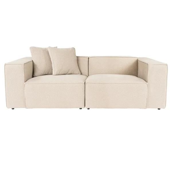 Canapé 3 places beige rosé coutures apparentes 220 cm OSTUNI