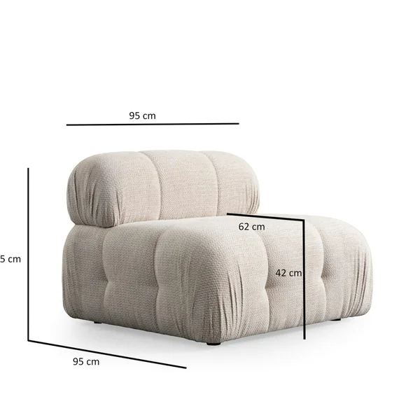 Canapé 3 places écru 290 cm, avec repose-pieds ICA