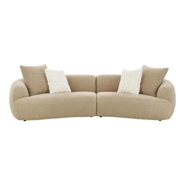 Canapé bouclette beige 3 places 4 coussins assortis NAMSOS
