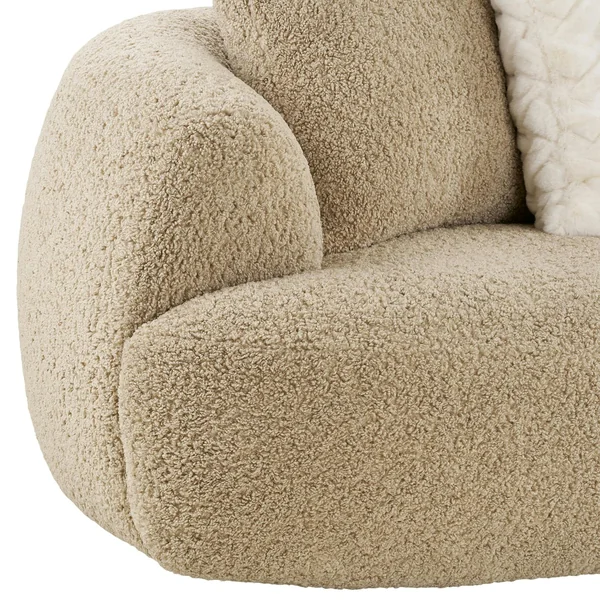 Canapé bouclette beige 3 places 4 coussins assortis NAMSOS