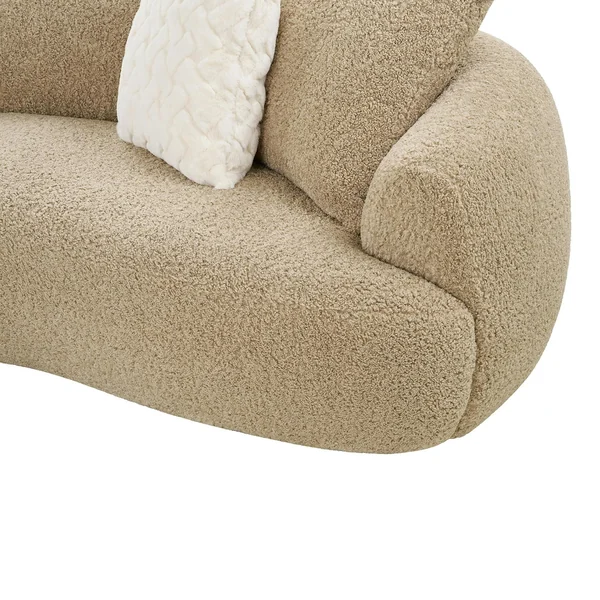 Canapé bouclette beige 3 places 4 coussins assortis NAMSOS