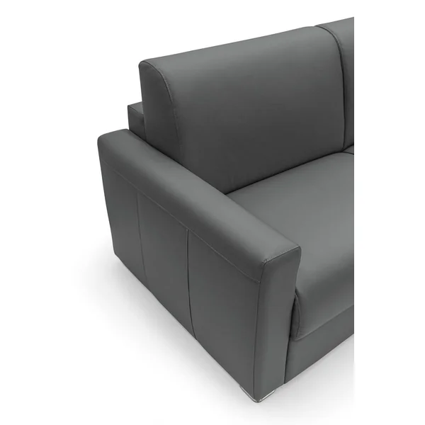 Canapé convertible cuir Aubin - Anthracite - Grand 3 places