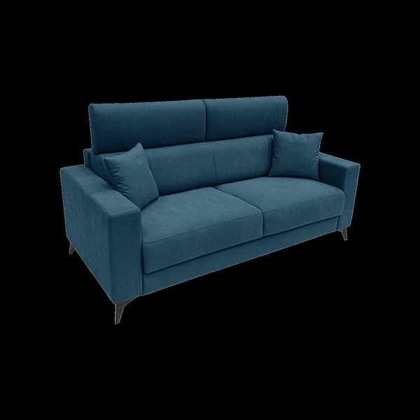 Canapé convertible tissu recyclé déhoussable Alden - Bleu Canard - Grand 2 places
