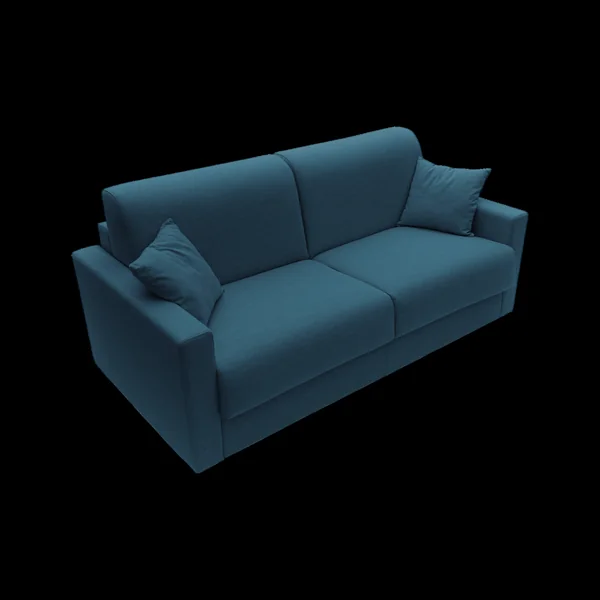 Canapé convertible tissu recyclé déhoussable Aubin - Bleu Canard - Grand 3 places