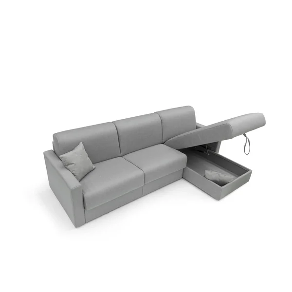 Canapé d'angle convertible et réversible tissu déhoussable Aubin - Gris - Grand 2 places