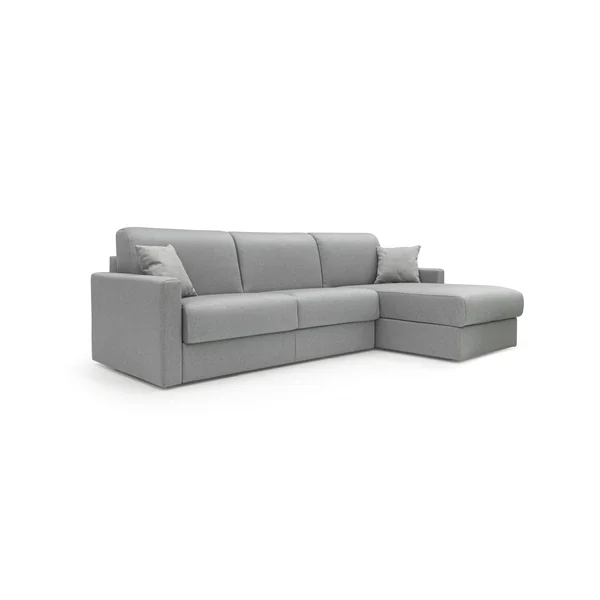 Canapé d'angle convertible et réversible tissu déhoussable Aubin - Gris - Grand 3 places